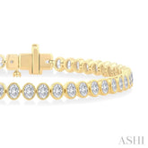 4 5/8 Ctw North-South Bezel Set Oval Cut Diamond Tennis Bracelet in 14K Yellow Gold